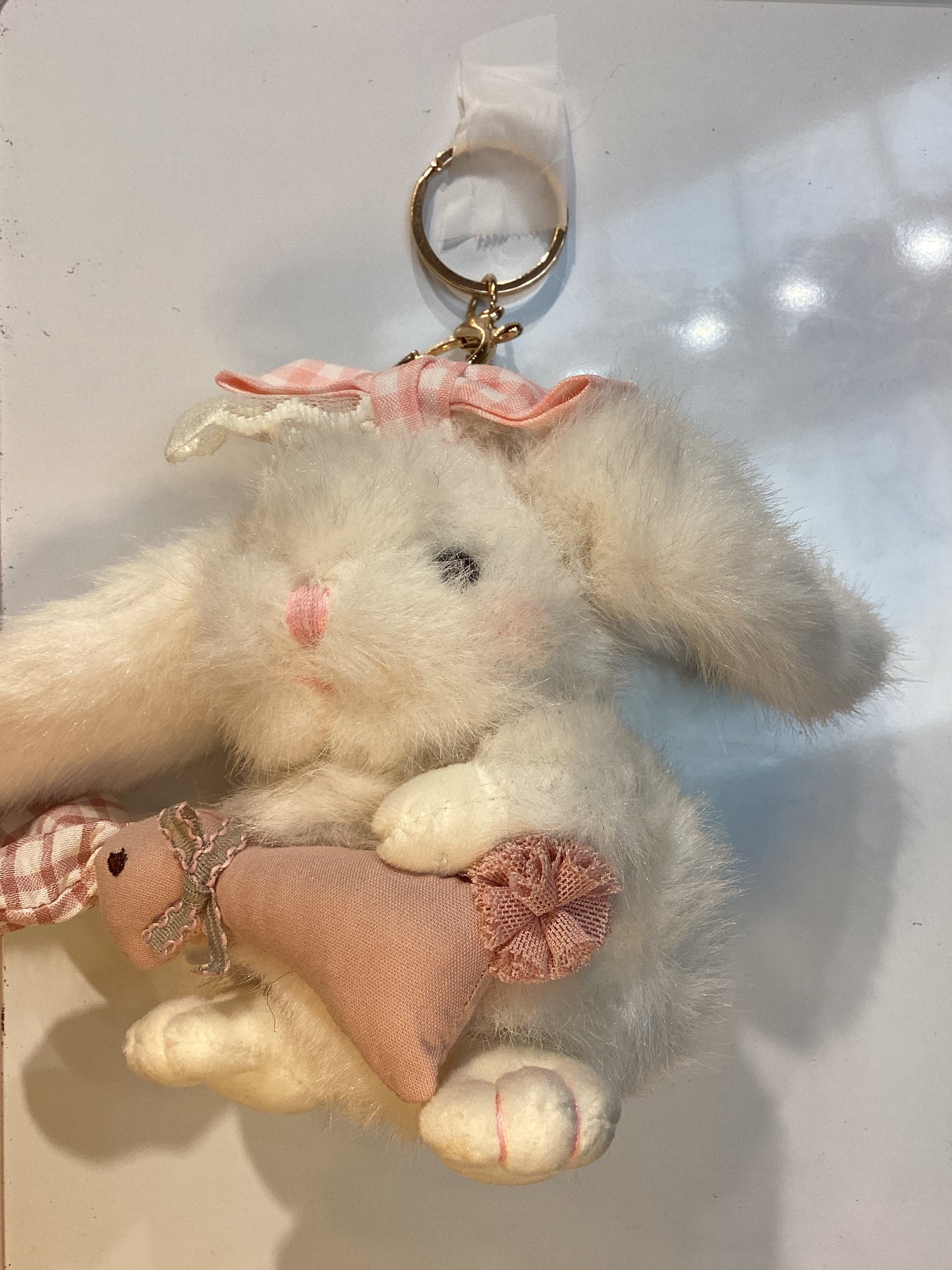 mini fluffy bunny keychains