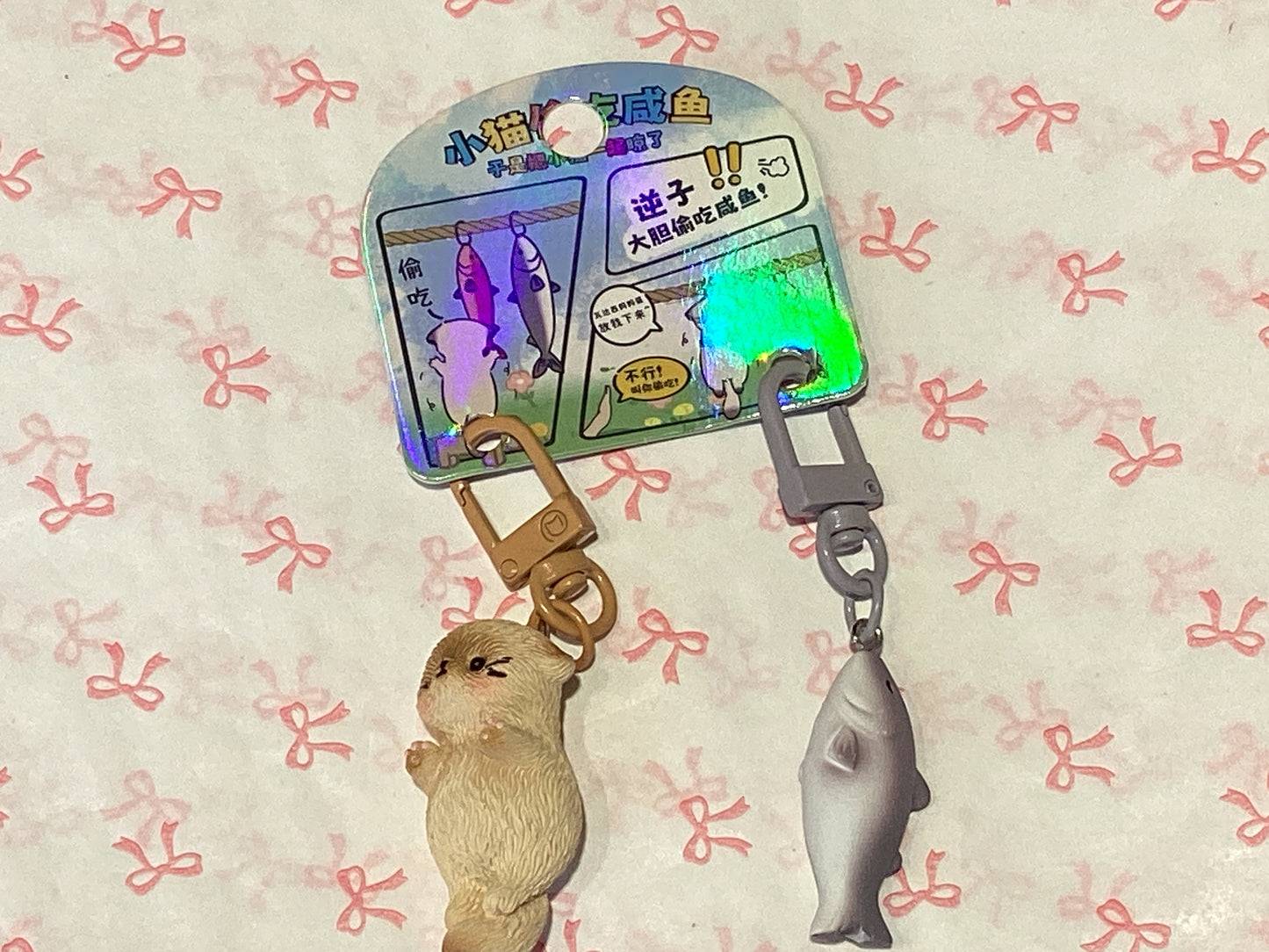 Cat and Fish Keychains