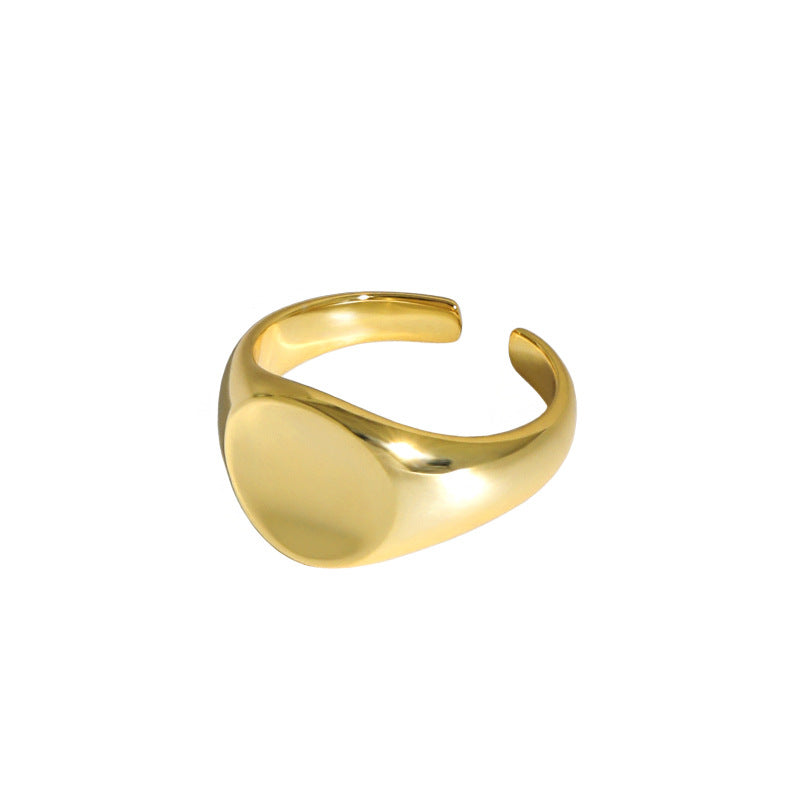Bold Round Signet Open Ring