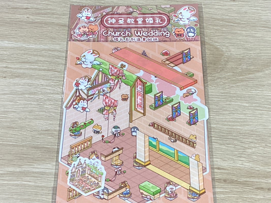 Medium Sticker Scene-Church Wedding