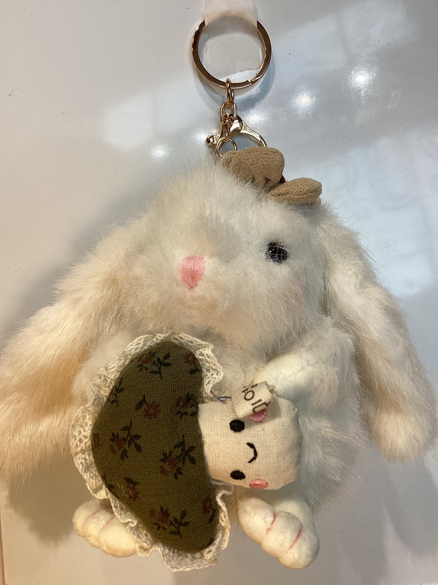 mini fluffy bunny keychains
