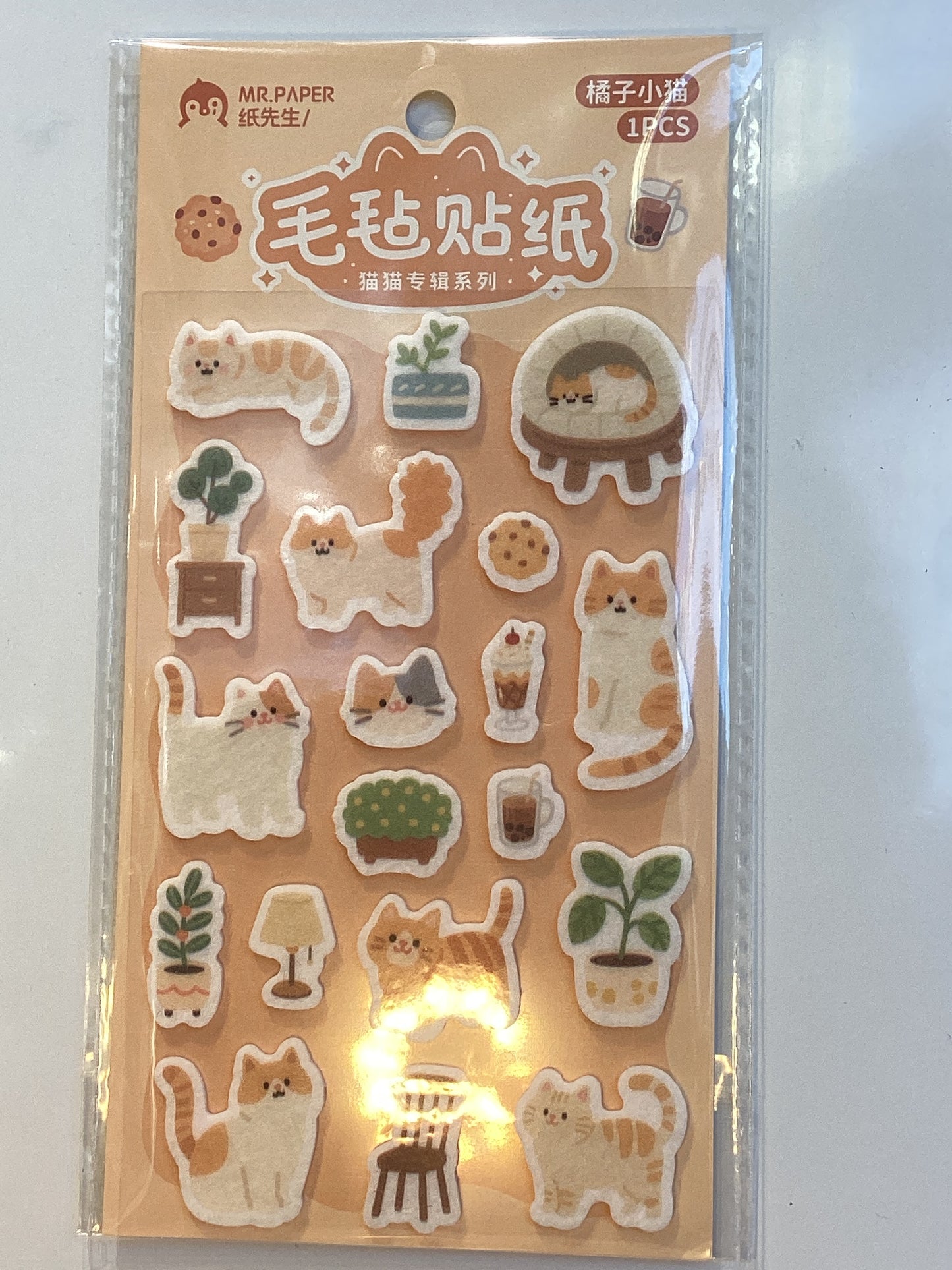felt cat stickers