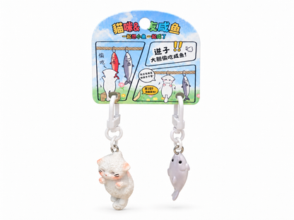Cat and Fish Keychains