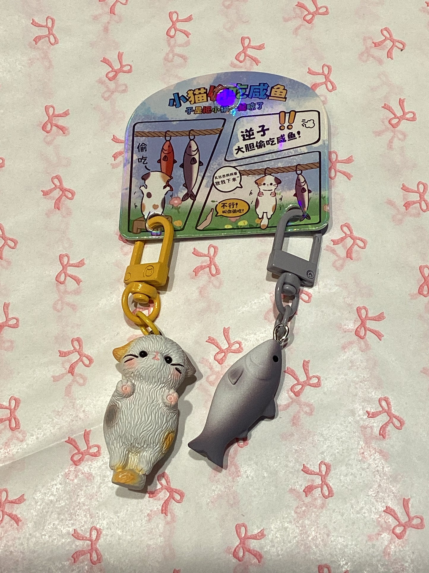 Cat and Fish Keychains