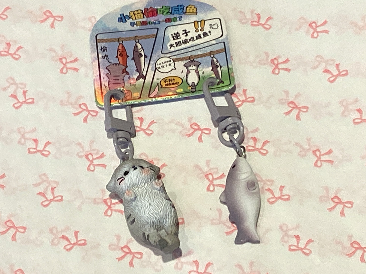 Cat and Fish Keychains