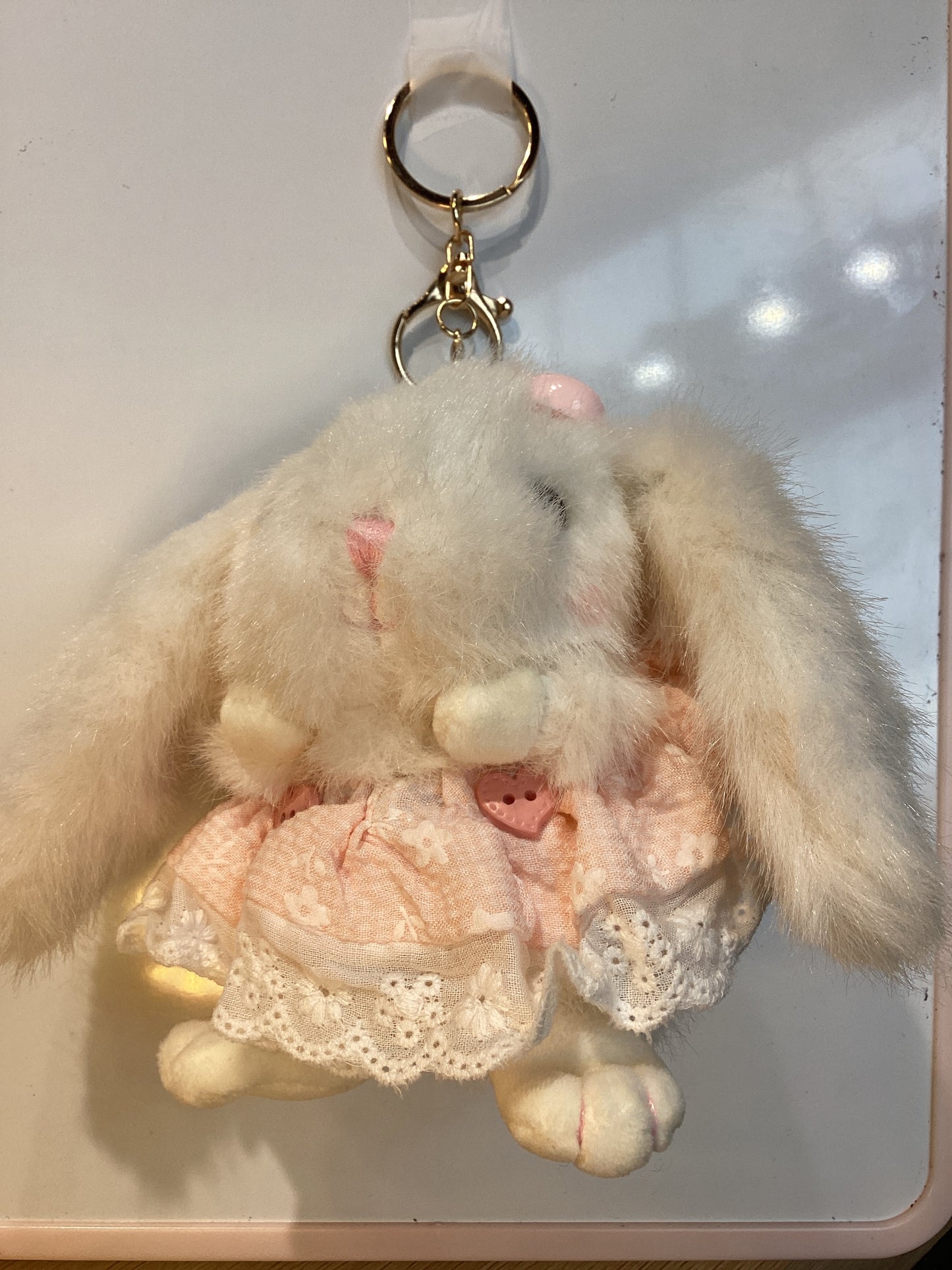 mini fluffy bunny keychains