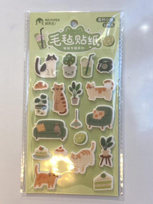 felt cat stickers