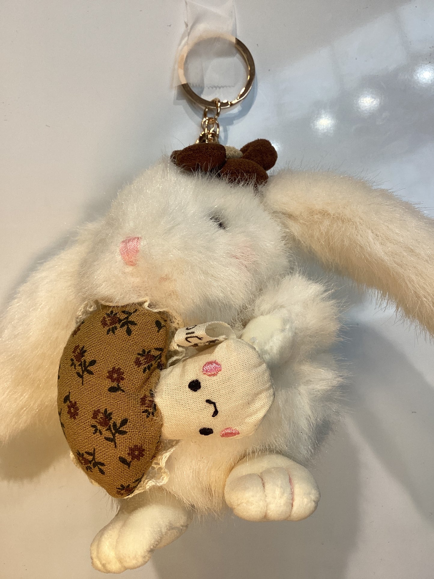 mini fluffy bunny keychains