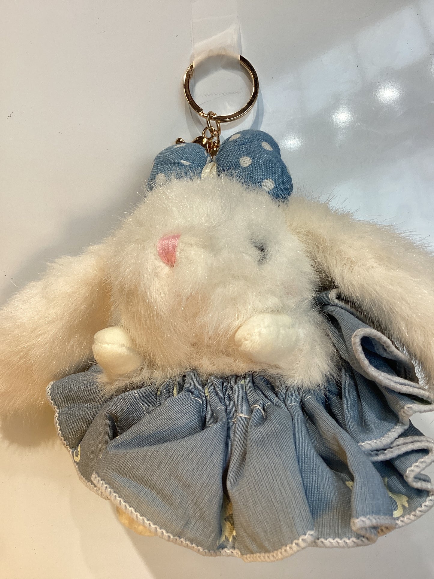 mini fluffy bunny keychains