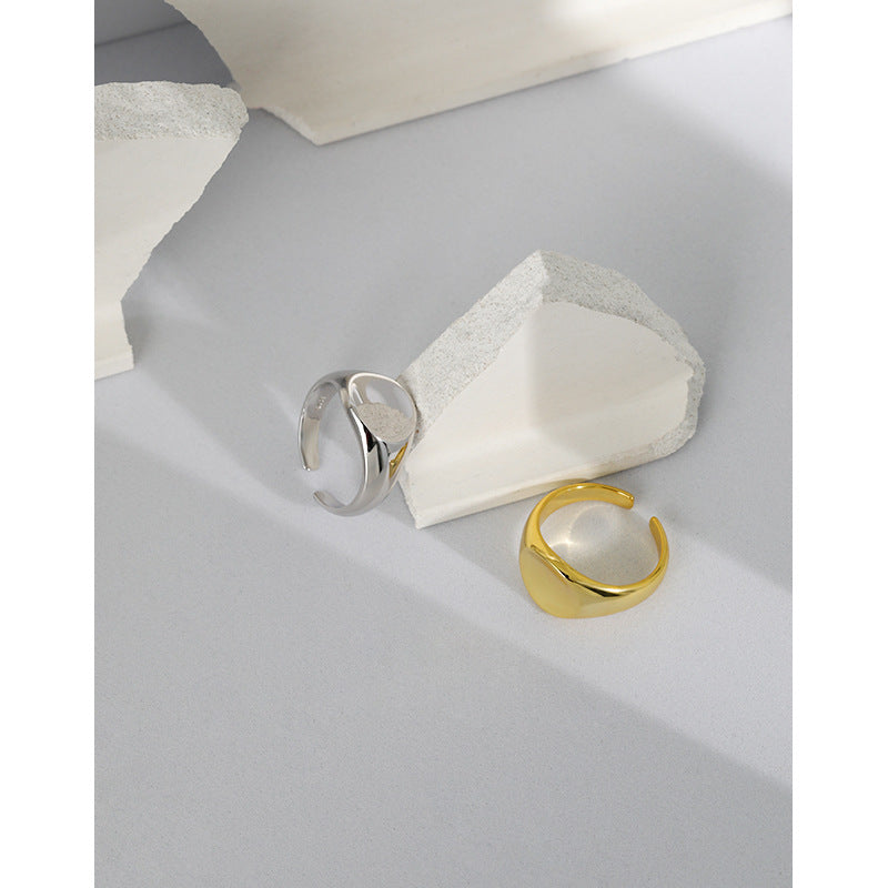 Bold Round Signet Open Ring