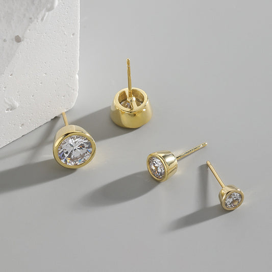 White Sapphire Flat Sphere Studs